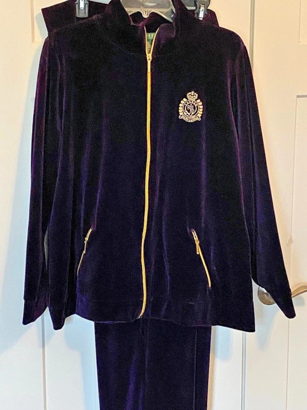 Lauren Ralph Lauren Velour Crest Tracksuit Set Purple 3X